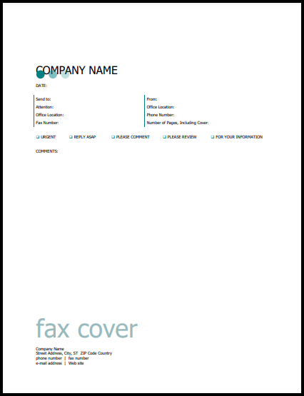 Business fax cover letter templates