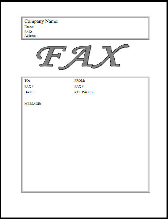 Business fax cover page template