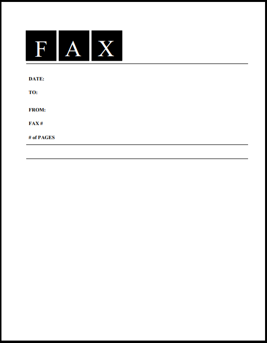 COVER SHEET OF GENERIC FAX