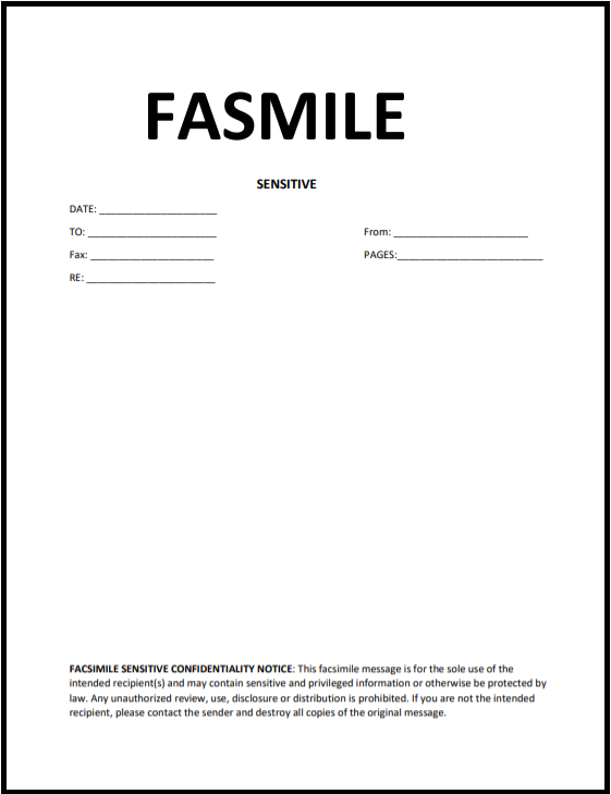 Confidential fax cover page