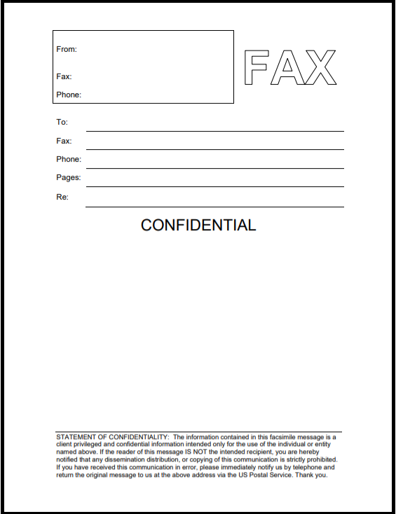 Confidential fax cover