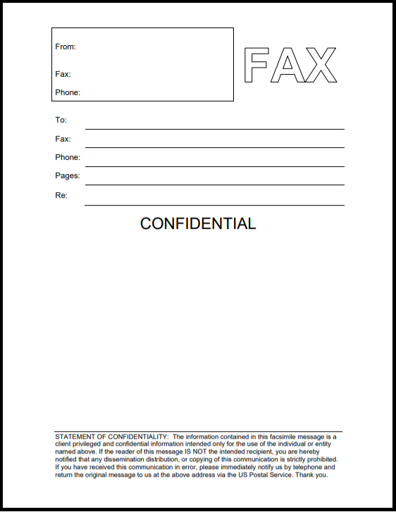 Fax cover confidential