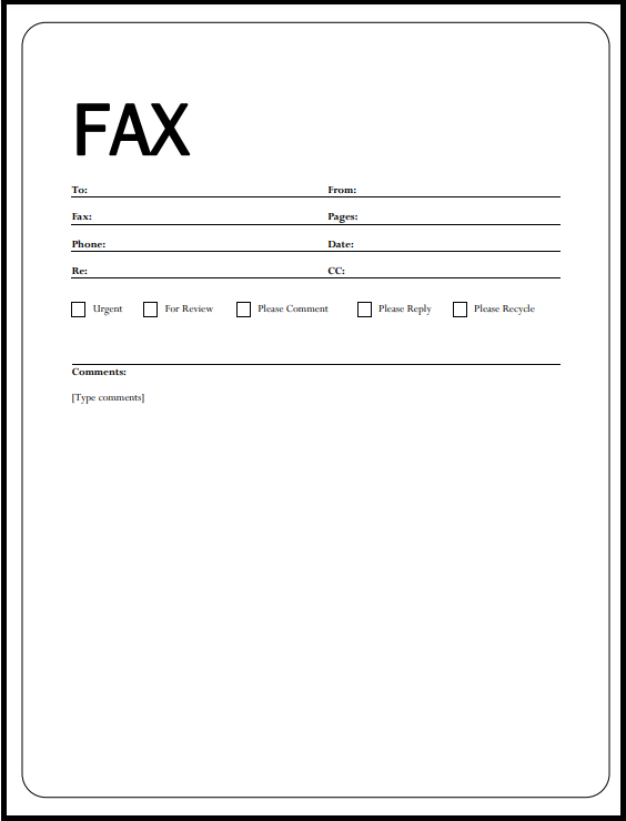 Fax template of business cover