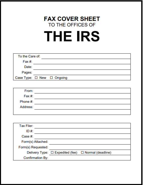 IRS FAX COVER SHEET