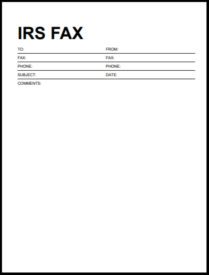 IRS fax cover page