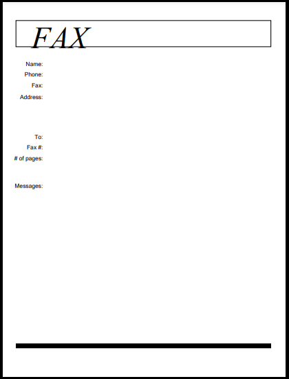Standard fax cover page