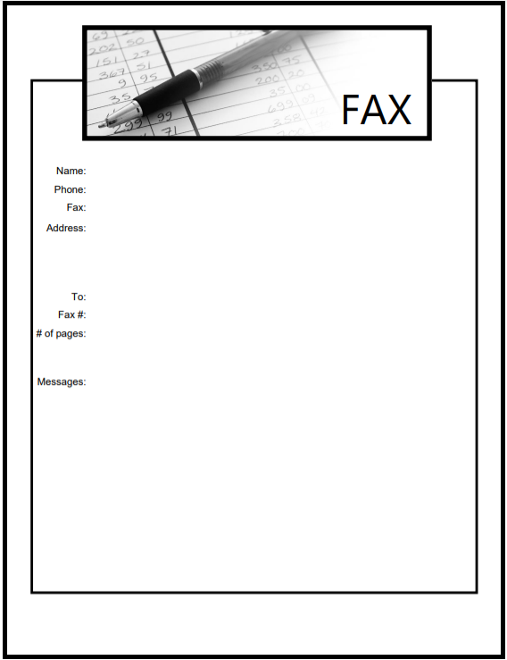 Standard fax cover sheet template