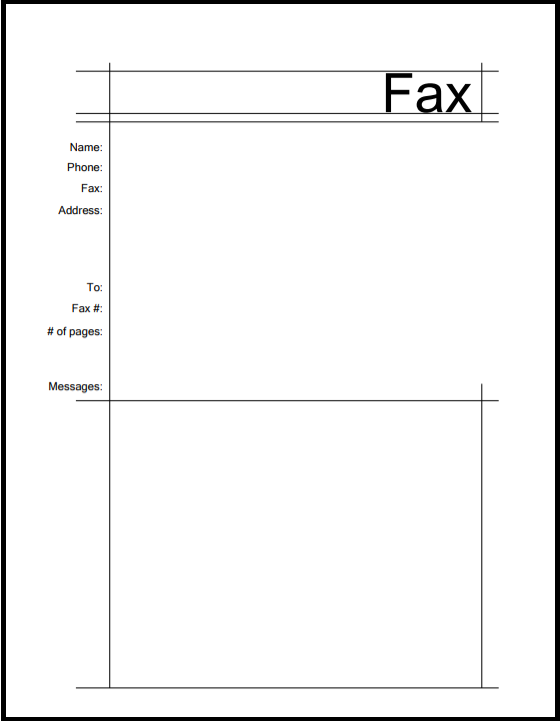 Standard fax cover