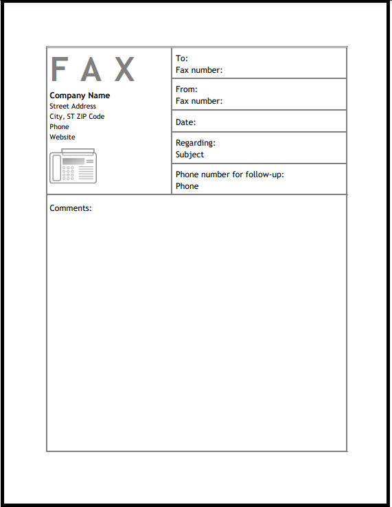 business fax cover sheet template