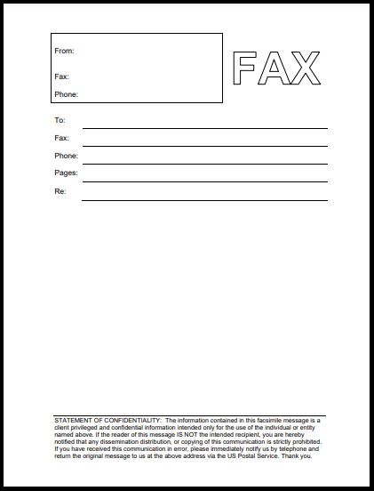 fax sheet simple