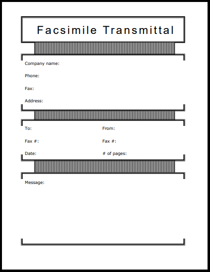 personal fax sheet template