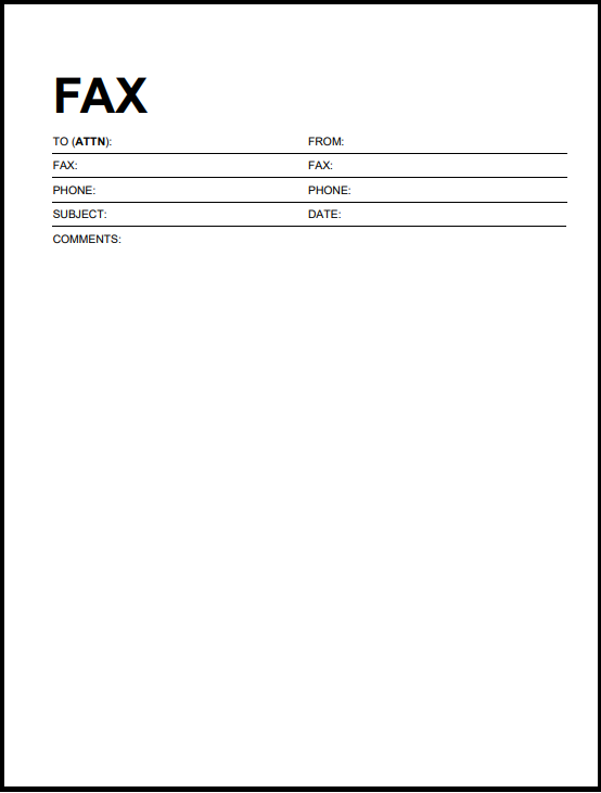 fax cover sheet attention