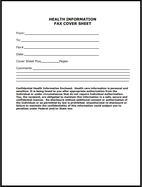 Fax cover letter medical