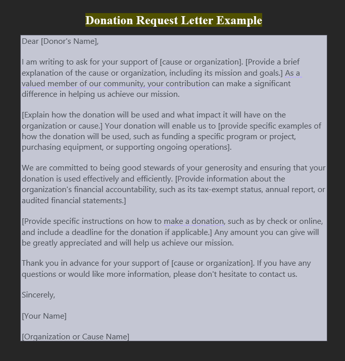 Donation Request Letter Sample 1