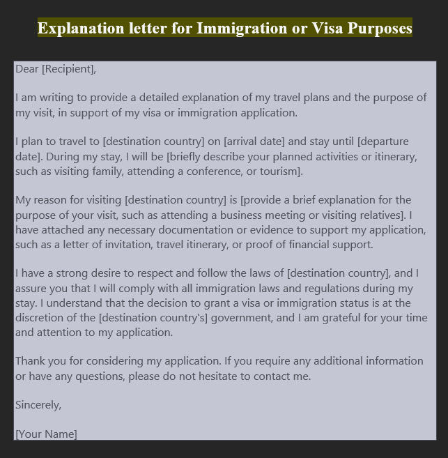 Explanation Letter Sample 5