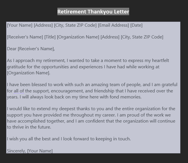 Retirement Letter Sample 5