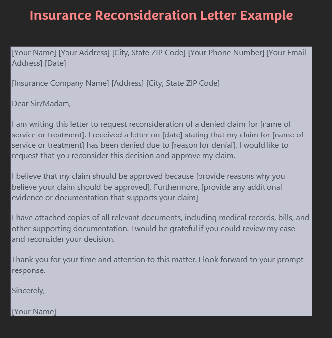 Reconsideration Letter Sample 3