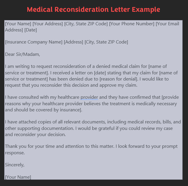 Reconsideration Letter Sample 6